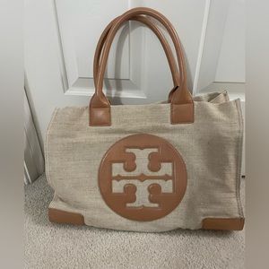 Tory Burch tan canvas tote bag - used 1x.
